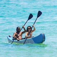 Drop Stitch Deux Personnes Pliable Durable Pagayage Pêche Explorer Voyage Portable Gonflable Kayak Bateau Canoë