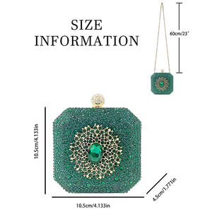 Pochette con Cristalli e Strass, Borsa da Sera di Lusso con Gemme e Catena Staccabile, Borsetta Quadrata da Donna per Feste e Matrimoni - Product Image 4