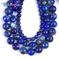 Bestone Batu Alam Lapis Lazuli Asli 4Mm 6Mm 8Mm Bulat Manik-manik Longgar untuk Membuat Perhiasan