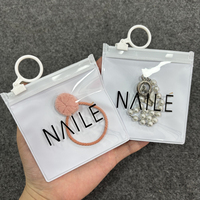 Emballage de rangement cosmétique personnalisable, petit sac en plastique à fermeture éclair, sac à fermeture éclair avec logo imprimé blanc pour collection de bijoux