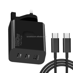 Adaptor Charger Dinding 160W dengan <span class=keywords><strong>3</strong></span> Port USB Pengisian Cepat USB-C Tipe C Quick Charge PD QC3.0 untuk Ponsel, Colokan EU US UK - Product Image 1