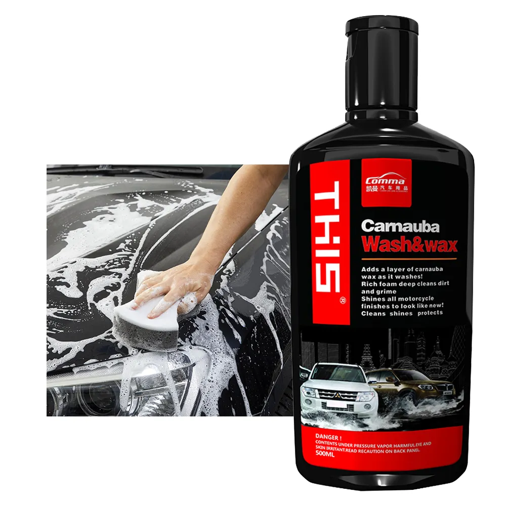 Private label senza acqua di lavaggio auto pulizia shampoo cera di carnauba lavaggio auto shampoo con cera senz'acqua per la pulizia auto