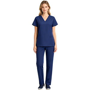 Daoyi Medical Scrub Set Women's Polyester Blue V-Neck Uniforms for Hospital Workwear - Product Image 3