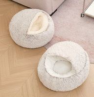 Lit pour animaux de compagnie semi-fermé, amovible, lavable, de couleur unie, maison pour chat, nid pour animaux de compagnie, lit pour chien