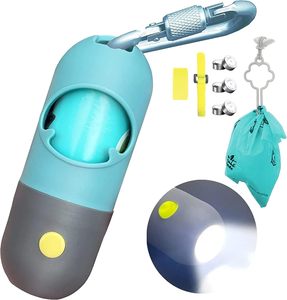 Distributeur de sacs à déjections canines en plastique écologique avec lumière LED et lampe torche - Product Image 1