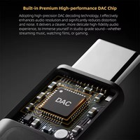 Amplificateur de décodage DAC portable KZ AM02, adaptateur audio USB C vers 3,5 mm avec réglage d'égaliseur professionnel à 4 étapes