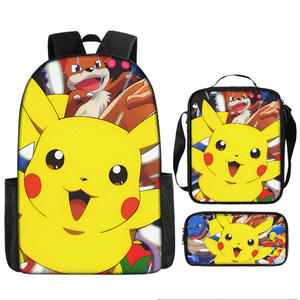 Mignon costume trois pièces dessin animé Poke Mon <span class=keywords><strong>Pikachu</strong></span> sac à dos étanche Messenger sac haute capacité porte-crayon pour étudiant <span class=keywords><strong>cartable</strong></span> - Product Image 2