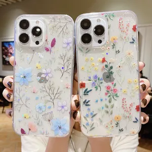 Lovebay — coque arrière en époxy pour iPhone, étui de téléphone doux avec étoile à fleurs, paillettes, pour filles, 13 Pro Max Mini, nouveau