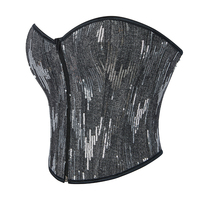 Tenues de festival pour femmes paillettes paillettes Bustier Corset haut ventre contrôle taille Cincher Shapewear Zip bustier tubulaire