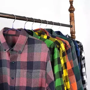 Custom Tag Flannel Shirts US European Size Plaid Swatches Casual Style Men's Flannel Shirts