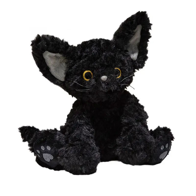 Internet célébrité allemand bouclés fourrure chat en peluche petit chat poupée chat noir compagnon poupée cadeau d'anniversaire pour enfants