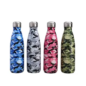 Botol air olahraga pola militer 500ml kustom botol minum termal 17oz botol Cola vakum olahraga