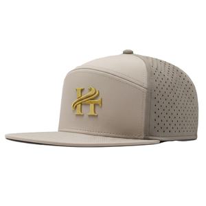 OEM Custom Mesh Perforated <b>Hat</b> Logo 5 Panel <b>Flat</b> Brim Snapback Waterproof Rubber Patch Golf <b>Cap</b> - Product Image 1