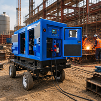 Groupe électrogène de soudage 30KW 40KW 50KW sur remorque mobile, refroidissement par eau, 4 postes, 300A 400A 500A 800A 1000A, type silencieux, ATS, moteur diesel