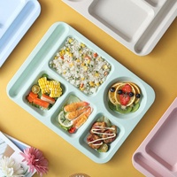 GEMEI Rectangular Lightweight Wheat Straw Tableware Eat Plates Plastic Divided Dish Plates With Compartments
