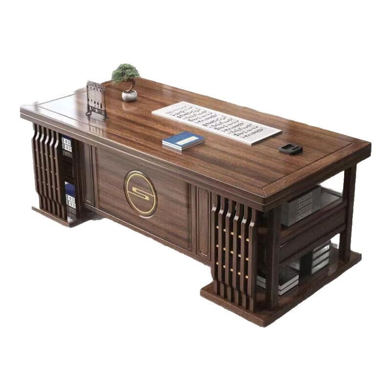 Scrivania singola Zaiwu in noce