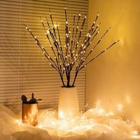 Guirlande lumineuse à 20 LED en forme de branche de saule, alimentée par piles, blanc chaud, pour la maison, les fêtes, Noël, les mariages, la décoration intérieure, la chambre, la table, le vase