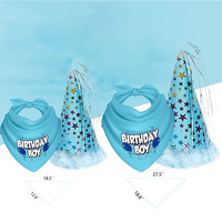 Ensemble d'anniversaire pour animaux de compagnie Baboney : Foulard triangulaire, chapeau d'anniversaire, jouet en forme d'os en polyester style dessin animé pour chats et chiens, toutes saisons