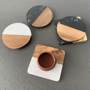 Hexagon Wood <b>Marble</b> <b>Coasters</b> Rustic Acacia Wooden <b>Coaster</b> Home Office Tea Coffee Cup Mats Pads Custom Logo - Product Image 4