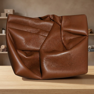 Brown Grain Genuine <b>Cow</b> Skin Leather <b>Fabric</b> 0.8-1.2mm Thick Textured Solids Upholstery Material - Product Image 3