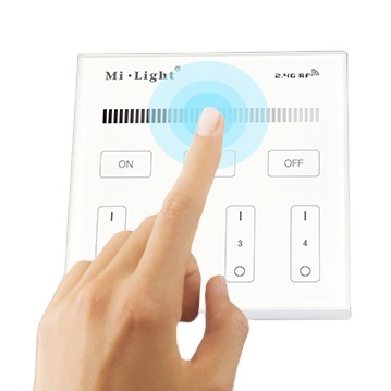 LED Smart Controller Touch Panel T1 RF 2.4GHz Single Color Dimmer Brightness 4 Zones AC85-265V Wall Light Switch