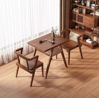 Moderne petit carré café thé ensemble en bois massif balcon Table à manger chaises en rotin loisirs cour négociation empilable stockage