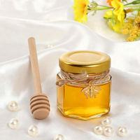 Pots à miel hexagonaux en verre vides de 30 ml, mini-récipients réutilisables avec bâtonnets de miel, ficelle et décor abeille, pour confiture, bonbons et fabrication de bougies