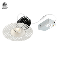 Lanbot Round 4in Shallow LED Encastré Downlight, Trimless, ETL, IC et étanche à l'air, avec boîte de jonction