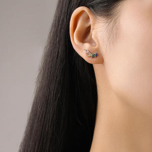 Pendientes de alas de ángel personalizables en cobre, plata de ley S925 con circonita talla marquesa, alas de arcoíris, regalo para mujer - Product Image 2