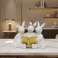 Sculpture de lapin en résine de Pâques, ornement de printemps moderne transparent doré, artisanat de table, cadeau OEM
