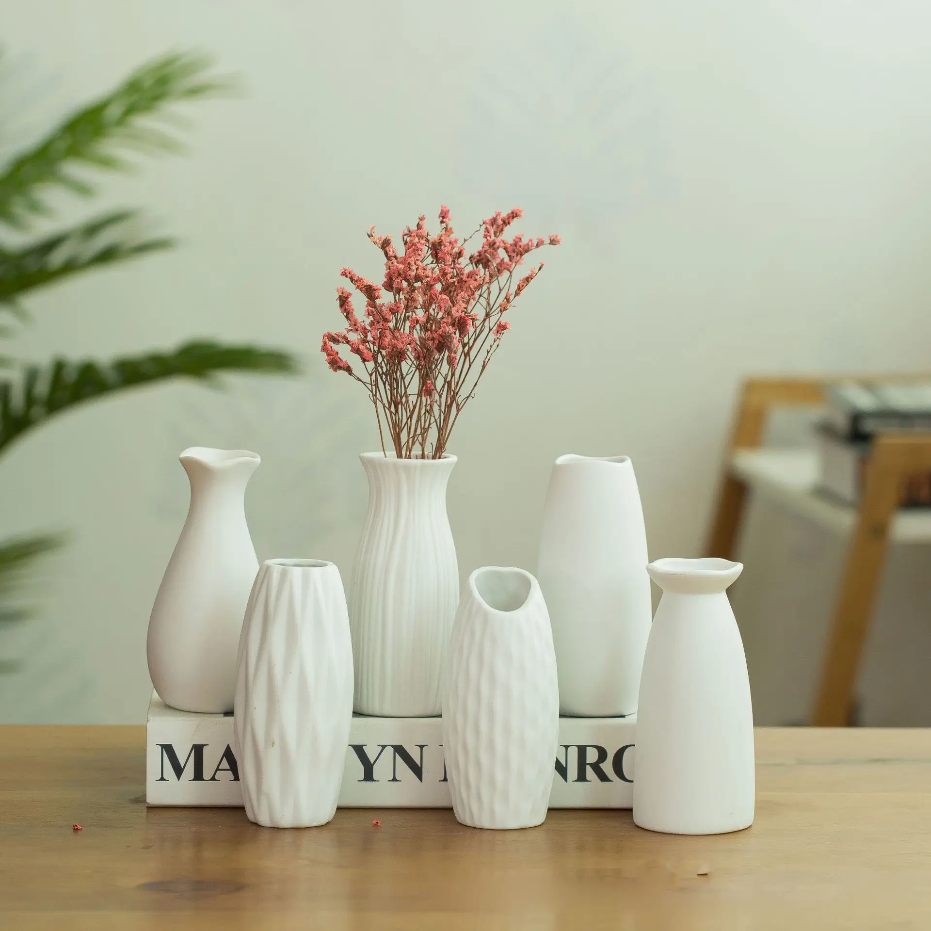 Dried Flower Arrangement Simple White Creative Modern Ceramic Vase Home Decor