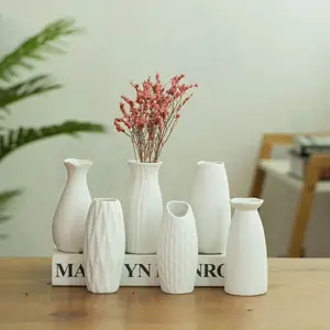 Vaso de cerâmica moderno, arranjo de flores secas, branco simples, criativo, decoração caseira