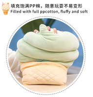 Coussin créatif tricolore en peluche courte modèle crème glacée, rembourrage en coton PP, hauteur 31-50 cm, unisexe, pour le bureau ou la pause déjeuner - Design Matcha