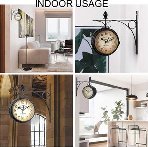 5-Inch Indoor <strong>Outdoor</strong> Double-Sided Hanging <strong>Clock</strong> Iron Metal Frame Glass Lens Quartz Crystal Movement <strong>Weatherproof</strong> Wall <strong>Clock</strong> - Product Image 6