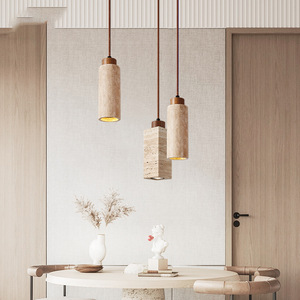 Lustre suspendu en bois de style Wabi-sabi avec LED, design créatif et unique, idéal pour bar, comptoir, chambre d'hôtes, chevet, petit luminaire vintage - Product Image 4
