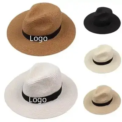 Chapeau de plage à large bord pliable pour hommes, chapeau panama respirant d'extérieur, chapeaux de paille pour femmes, vente en gros