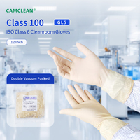 Class 100 Natural Latex Cleanroom Gloves 12 Inch Powder Free ISO Class 5 Double Vacuum Packed Low Ionic