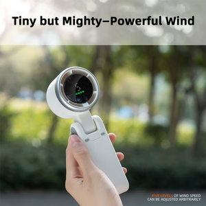 พัดลมพกพาขนาดเล็ก รุ่น N607 ความเร็วสูง ชาร์จไฟได้ผ่าน USB ใช้กลางแจ้งในฤดูร้อน สำหรับโทรศัพท์มือถือ พร้อมหน้าจอดิจิตอล พับเก็บได้ - Product Image 4