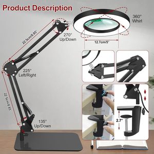 <span class=keywords><strong>Loupe</strong></span> de bureau pliable tricolore à clipser avec lumière LED pour <span class=keywords><strong>broderie</strong></span>, apprentissage et travaux d'entretien - Product Image 3