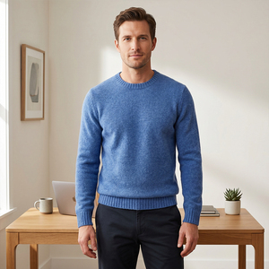 Suéter Jacquard Estilo Preppy Vintage para Hombre, Tejido Estándar 7GG, Mezcla <span class=keywords><strong>de</strong></span> Lana, Antiarrugas, Antiretráctil, para Invierno - Product Image 4