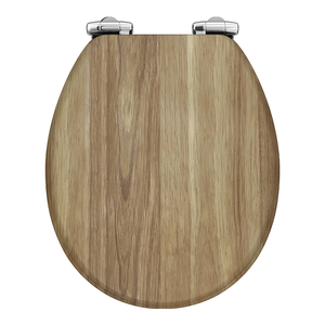 Universal Heavy Duty MDF <strong>Toilet</strong> <strong>Seat</strong> O U VD Shape Wooden with Chrome Hinge <strong>Pine</strong> Effect Soft Close Anti-Bacterial for Bathroom - Product Image 3