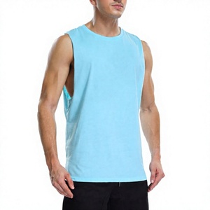 Débardeur sans manches pour homme, beige, col rond, couleur unie, tricoté, coupe décontractée, 100% polyester, respirant - Product Image 4