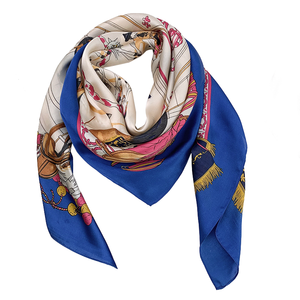 女性用シフォンスカーフ90x 90cm高級馬プリントスクエア2020 - Product Image 6