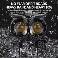 Lampe antibrouillard étanche hibou double couleur LED système d'éclairage laser pour moto phares de moto