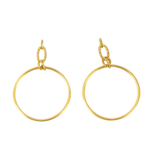 Orecchini a Cerchio Traforati in Acciaio Inossidabile, Tono Oro, Gioielli Raffinati - Product Image 1