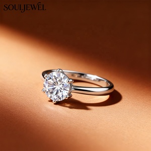 Кольцо для помолвки Souljewel из серебра 925 пробы с муассанитом 1 карат, классическое крепление «шесть крапанов», родированное, с сертификатом GRA, обручальное кольцо «Вечность» - Product Image 2