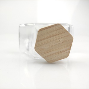 Hexagonal Transparent Glass Bottles 100ml 220ml 380ml Sauce Jam <b>Honey</b> Jars with Wooden Lids" - Product Image 5