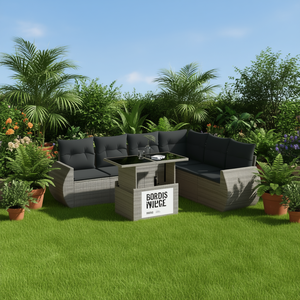 Conjunto de Sofás de Jardín Gordis Niece para 6 Personas, Muebles de Ratán para Exteriores, Resistentes a la Intemperie, Diseño Contemporáneo - Product Image 2