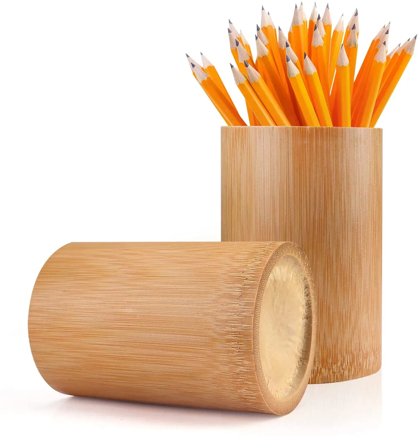 China factory custom natural bamboo desk pen holder pot polish cup for offices home school