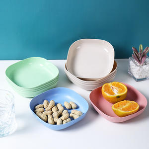 Usine En Gros Biodégradable Paille <span class=keywords><strong>De</strong></span> Blé En Plastique Assiette Couleur Émail Assiette Pour Salade Fruits Snack Sec <span class=keywords><strong>Film</strong></span> Nuit Plateau - Product Image 3